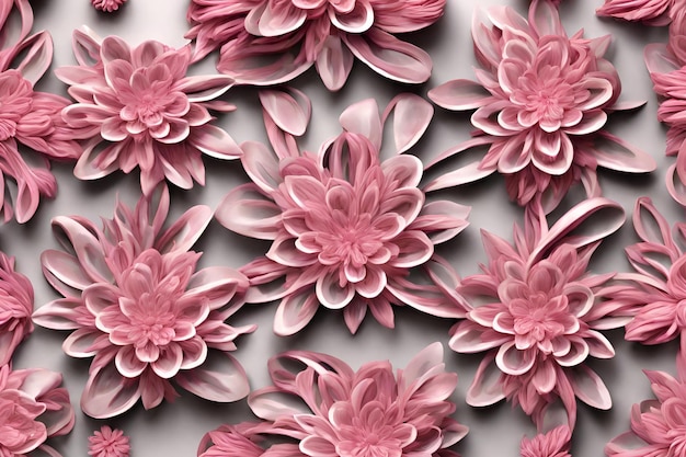 Disegno 3D con fiori rosa dettagli intricati 32