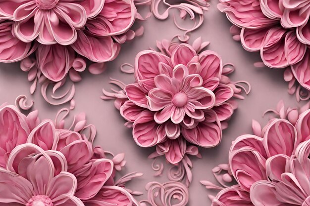 Disegno 3D con fiori rosa dettagli intricati 36