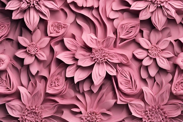 Disegno 3D con fiori rosa dettagli intricati 51