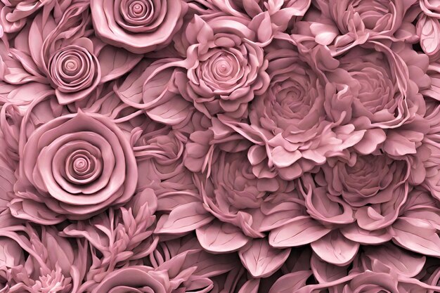 Disegno 3D con fiori rosa dettagli intricati 5