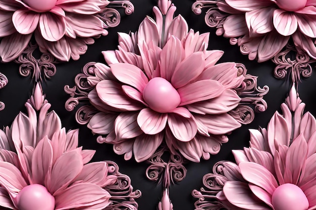 Disegno 3D con fiori rosa dettagli intricati 80