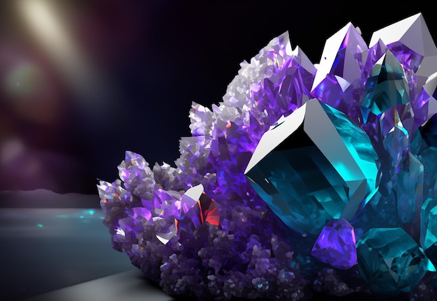 Disegno 3D realistico di cristalli colorati