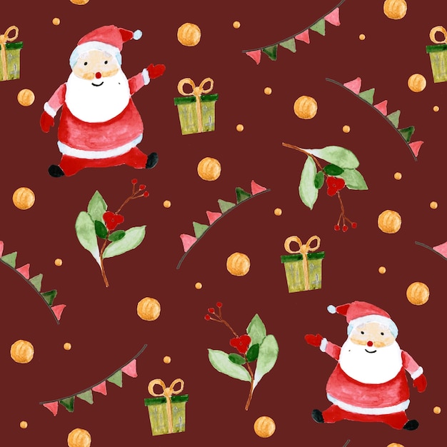 Disegno a acquerello senza cuciture per il Capodanno e il Natale