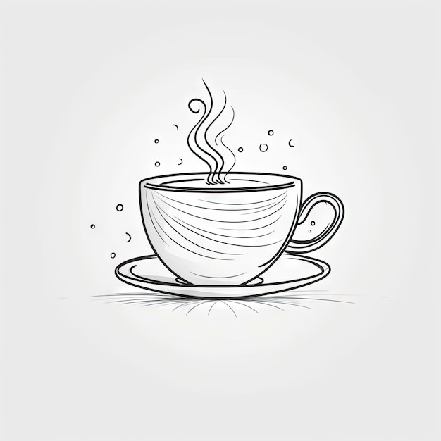 Disegno a linea continua di un'icona della tazza di tè e caffè