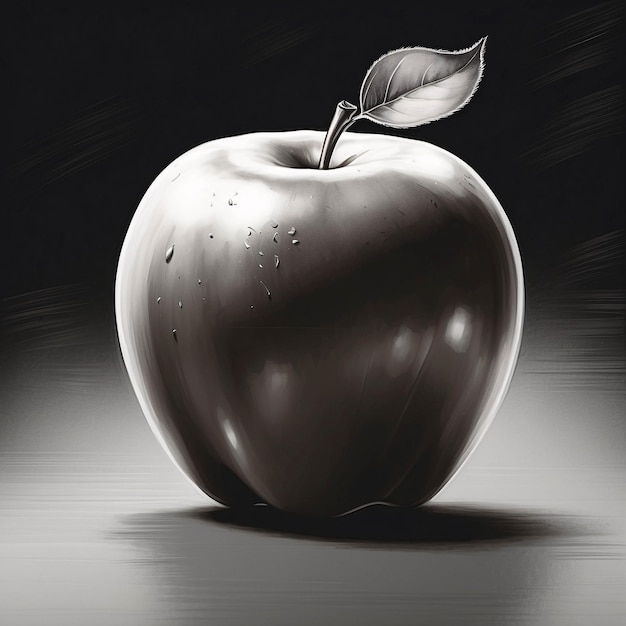 Disegno a mano a matita, a carbone, a grafite, a stile Apple Fruit Sketch