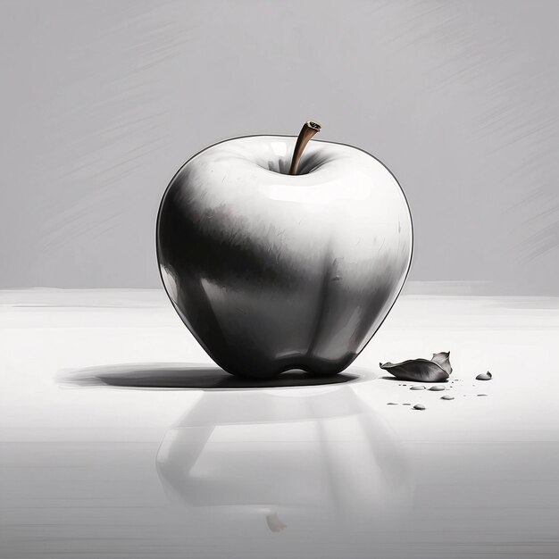 Disegno a mano a matita, a carbone, a grafite, a stile Apple Fruit Sketch