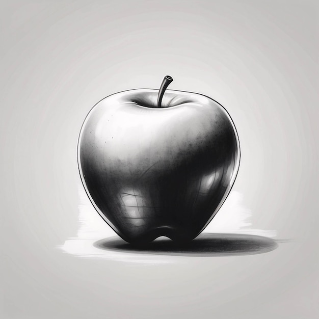 Disegno a mano a matita, a carbone, a grafite, a stile Apple Fruit Sketch