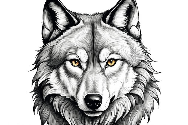 Disegno a mano di un lupo nella fauna selvatica
