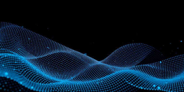 Disegno a onde blu astratto su uno sfondo nero