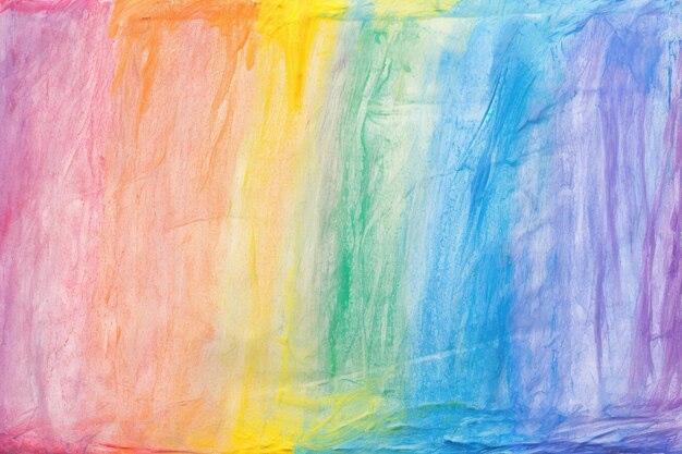 Disegno a pastello arcobaleno colorato per bambini con una trama ruvida grunge disegnata a mano bac artistico astratto