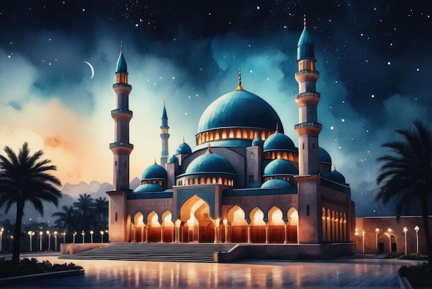 Disegno ad acquerello della moschea