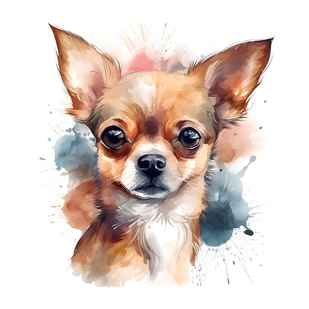 Disegno ad acquerello di un cane chihuahua