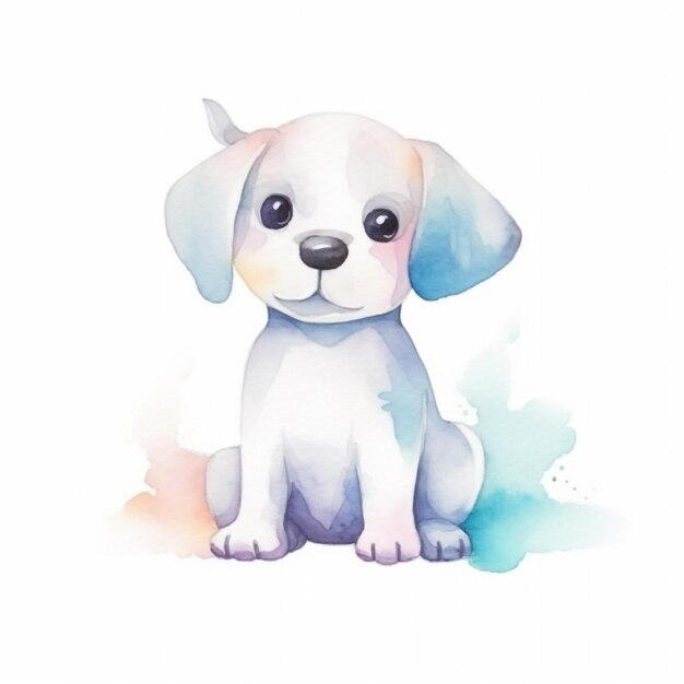 Disegno ad acquerello di un cane su un vettore di sfondo bianco