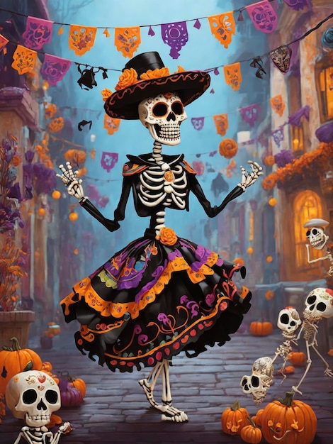 Disegno animato di Halloween Skeleton