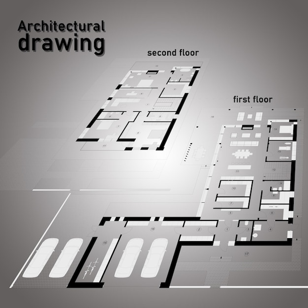 Disegno architettonico. Architettura moderna. Piano della casa. sfondo architettonico