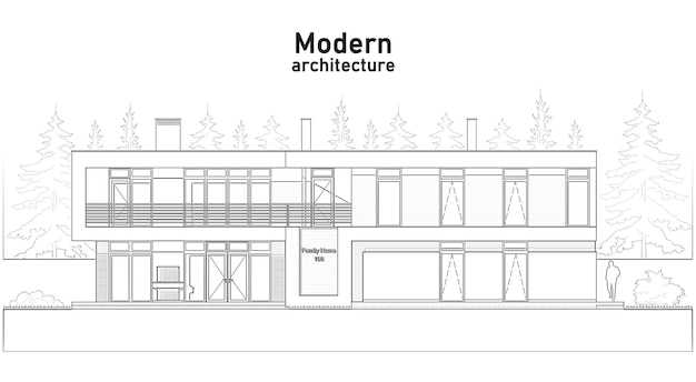 Disegno architettonico. Architettura moderna. Piano della casa. sfondo architettonico