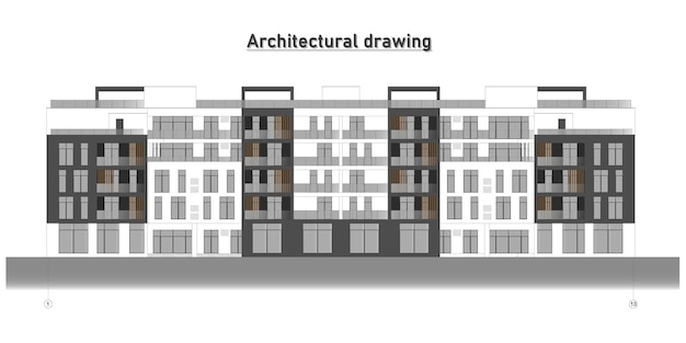 Disegno architettonico. Architettura moderna. Piano della casa. sfondo architettonico