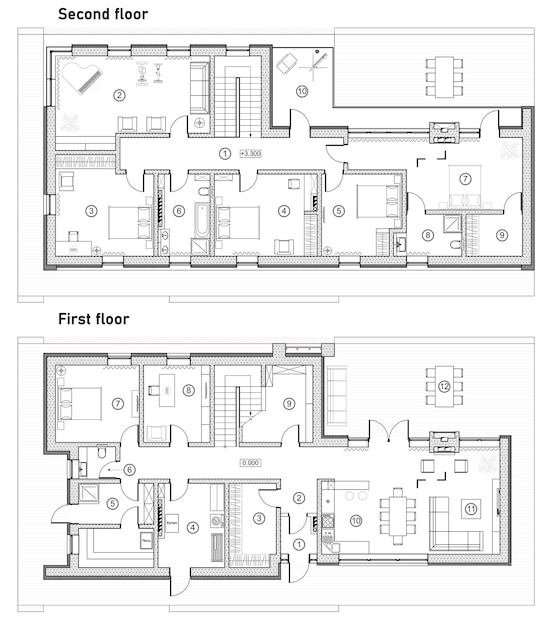 Disegno architettonico. Architettura moderna. Piano della casa. sfondo architettonico