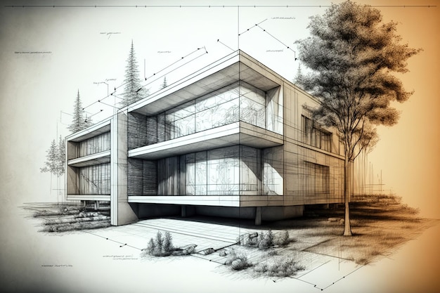 Disegno architettonico di una casa