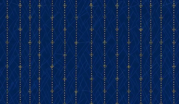 Disegno argile blu marina con sottile linea a puntini dorati sfondo senza cuciture