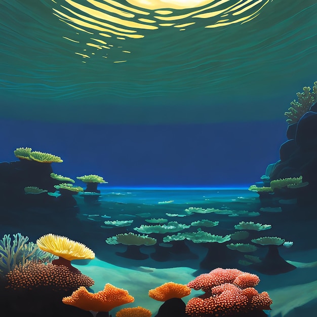 disegno artistico 3d di coralli marini