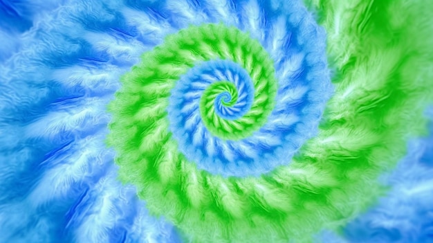 Disegno astratto a spirale blu e verde