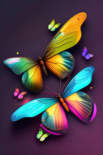Disegno astratto con farfalle
