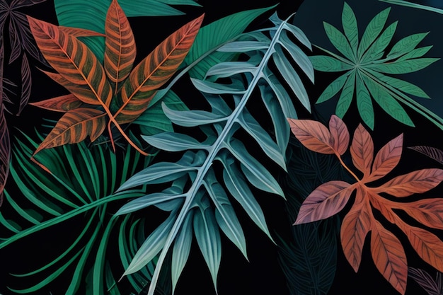 Disegno astratto della pianta dell'illustrazione della natura modellata foglia