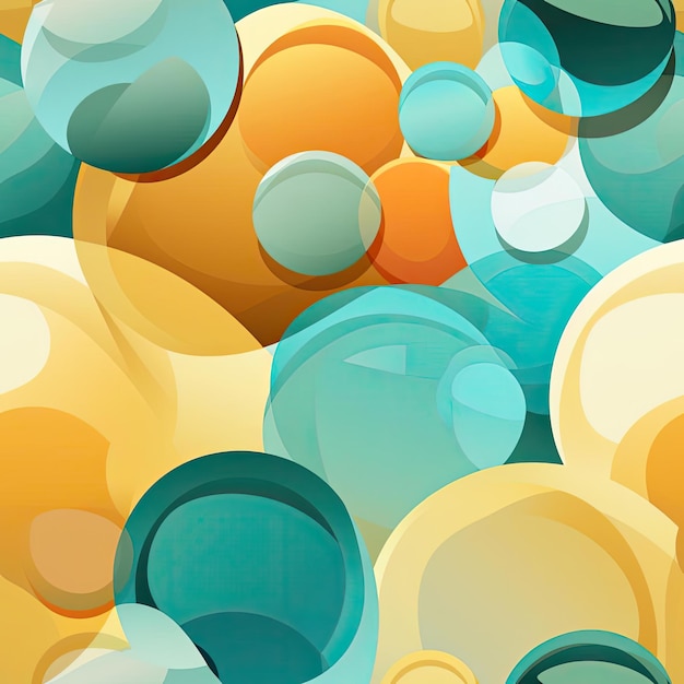 Disegno astratto di bolle in blu giallo arancione e verde piastrellato