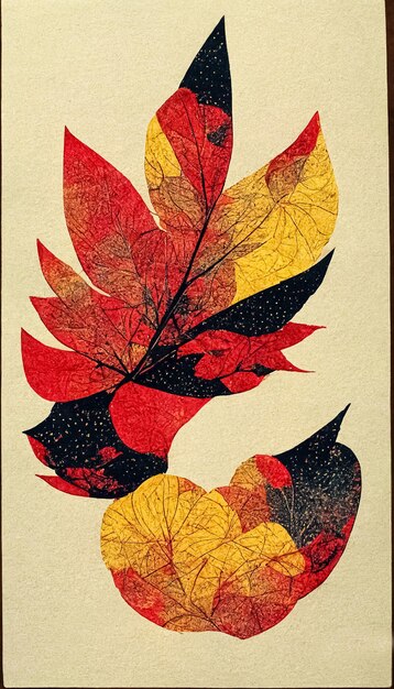 Disegno astratto di foglie autunnali stilizzate Illustrazione 3D di sfondo decorativo stagionale autunnale