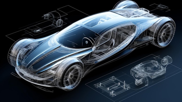 Disegno CAD del piano di ingegneria della progettazione automobilistica