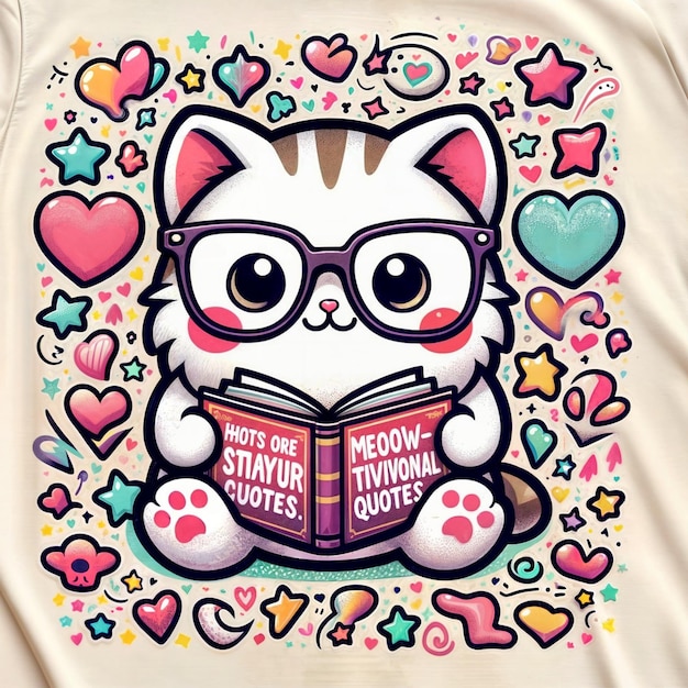 Disegno carino di gatto per maglietta