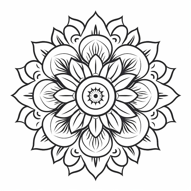 Disegno circolare di Mandala su sfondo bianco