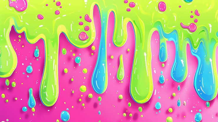 Foto disegno colorato di gocce d'acqua di limo vettoriale per sfondo verde chiaro