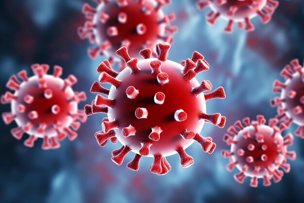 Disegno con la nuova variante del coronavirus BA286 Pirola con un segno prominente del virus