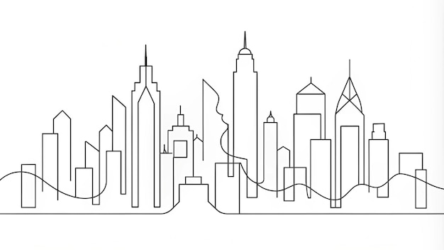 Disegno continuo di un paesaggio urbano