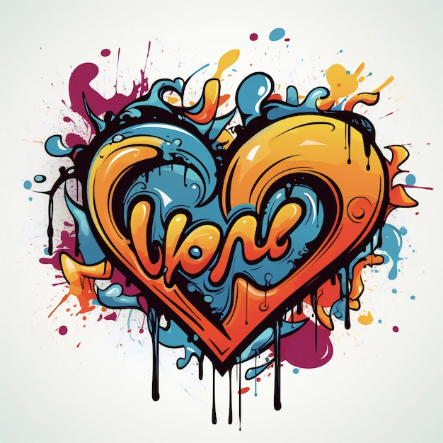 Disegno d'amore in stile graffiti disegnato a mano