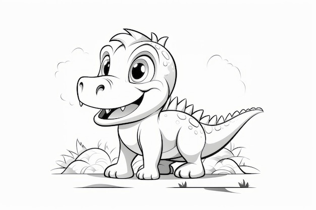 Disegno da colorare di un bambino dinosauro