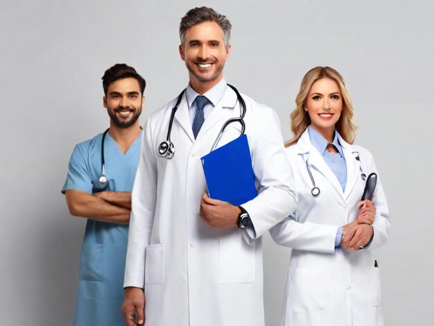 Disegno del banner del giorno dei medici con il dottore e lo stetoscopio modello di banner ad immagine iper-realistica