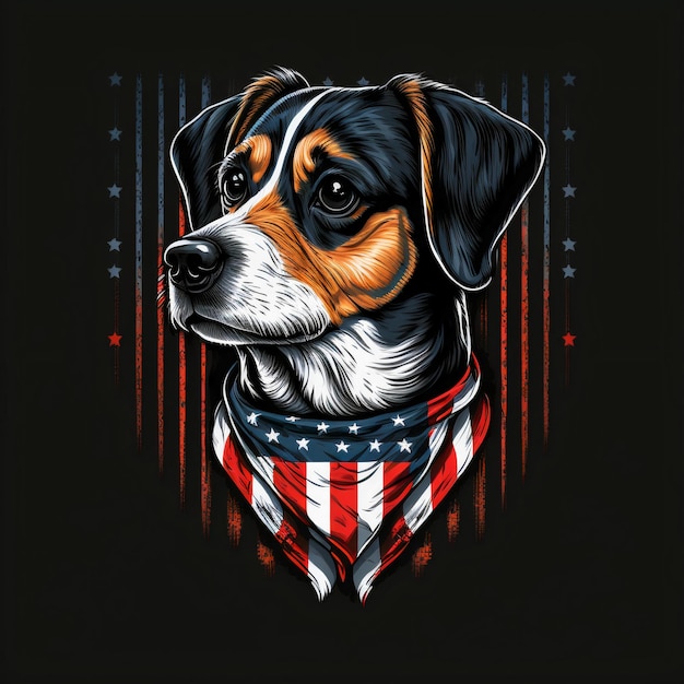 disegno del cane con bandiera americana