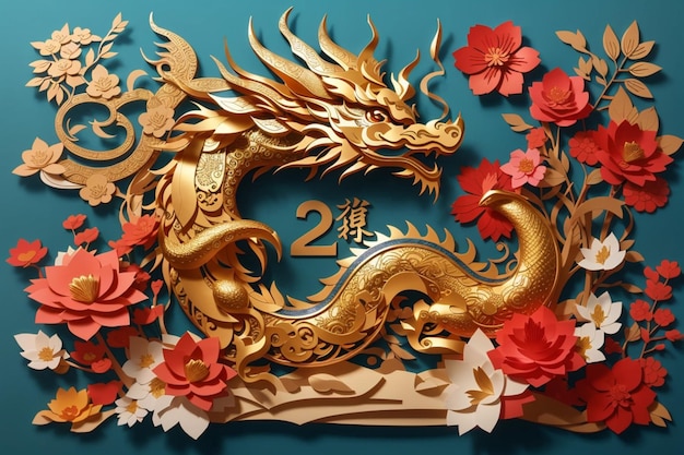 disegno del capodanno cinese sfondo di disegno del drago di legno anno del drago di legno sfondo 2024