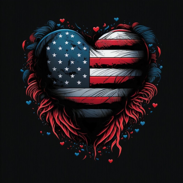 disegno del cuore con bandiera americana