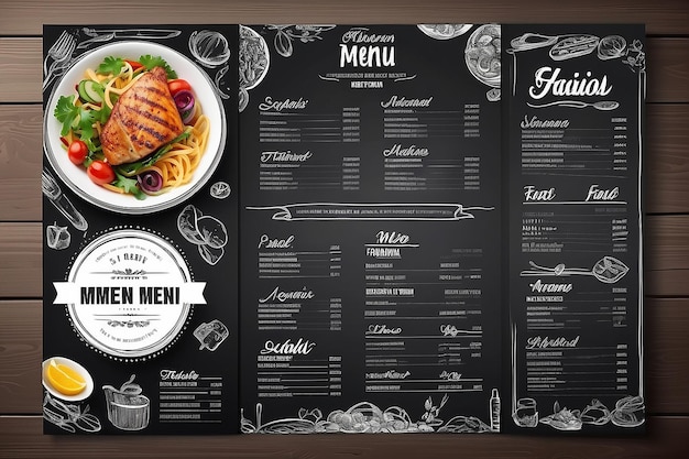 Disegno del modello di menu del ristorante Flyer alimentare Brochure