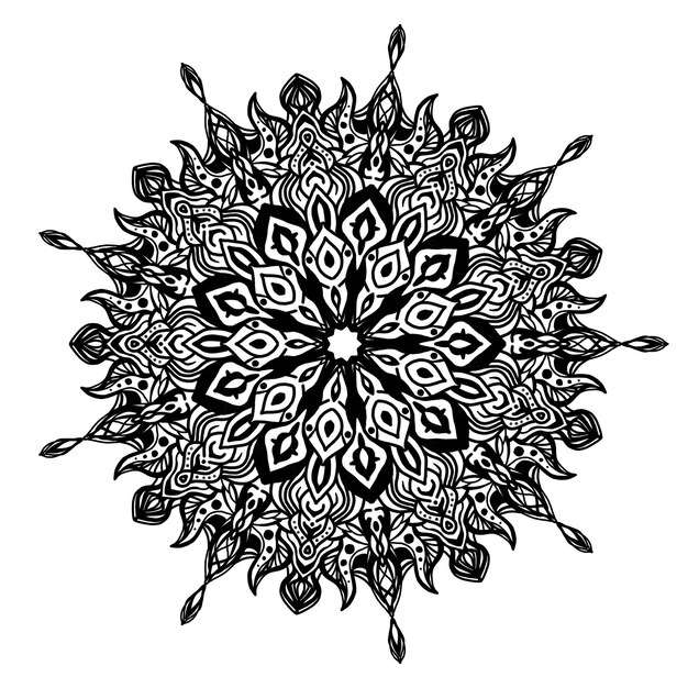 Disegno del motivo a mandala con mandala disegnato a mano Motivo orientale Design unico con fiore di petalo