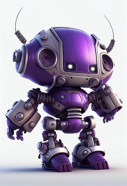 Disegno del personaggio di un piccolo robot carino su sfondo isolato creato con la tecnologia generativa AI