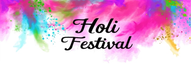 Disegno del poster del festival di Holi con uno sfondo colorato