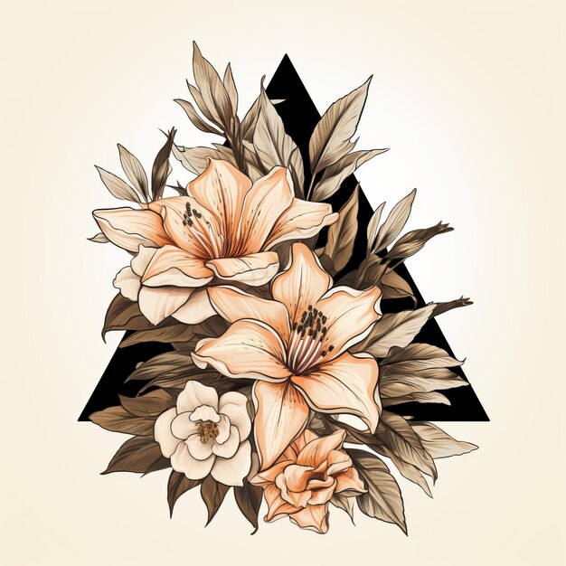 disegno del tatuaggio con fiori e foglie