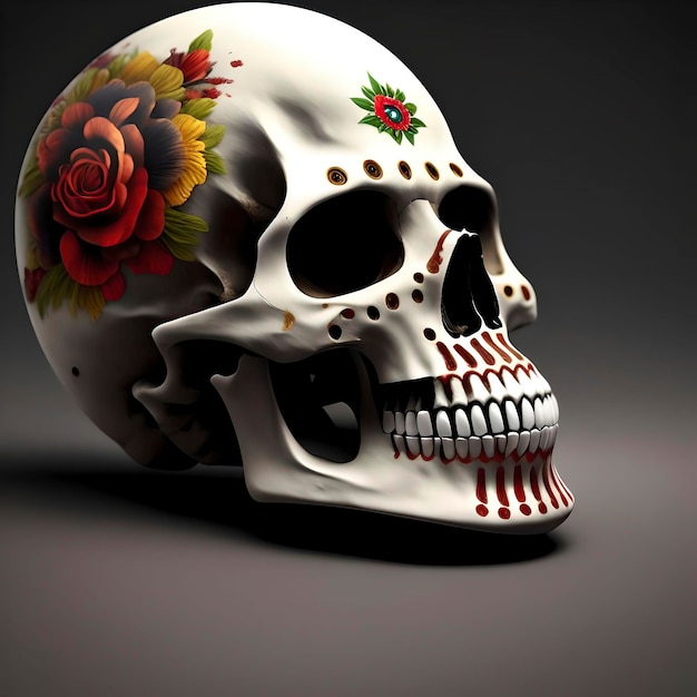 Disegno del teschio messicano Cranio di Halloween di arte digitale