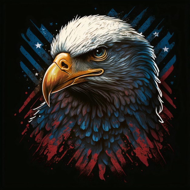 disegno dell'aquila con bandiera americana