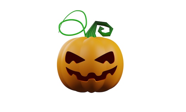 Disegno dell'illustrazione della zucca di halloween 3D su sfondo bianco